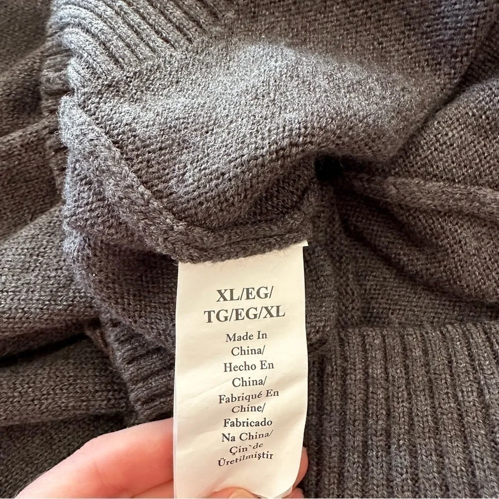 Penguin Long Sleeve 1/4 Zip Merino Wool Blend Grey Sweater Size XL